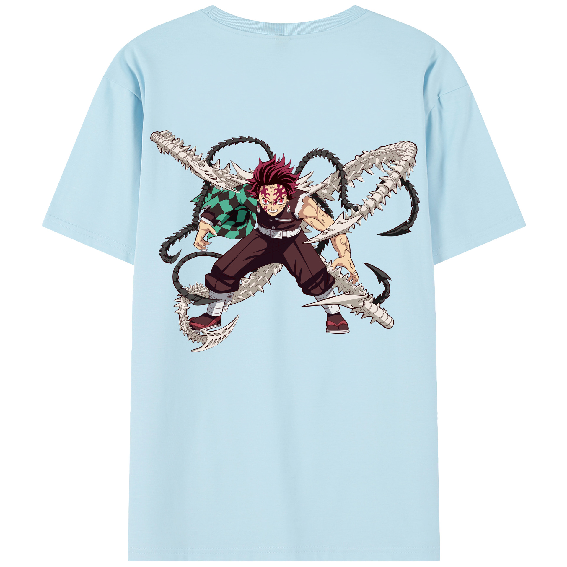 （画像用） 鬼滅の刃 竈門 炭治郎／かまど たんじろう Kamado Tanjirou 綿100％半袖Tシャツ（背面プリント）